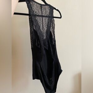 B Up size L bodysuit with lace detailing and open back- pima cotton and modal